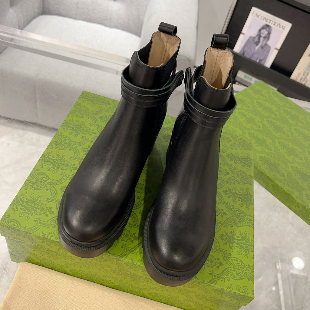 G fashion black leather boots XC0723110310