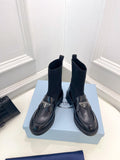P thick-soled triangle logo socks ankle boots 0724112012