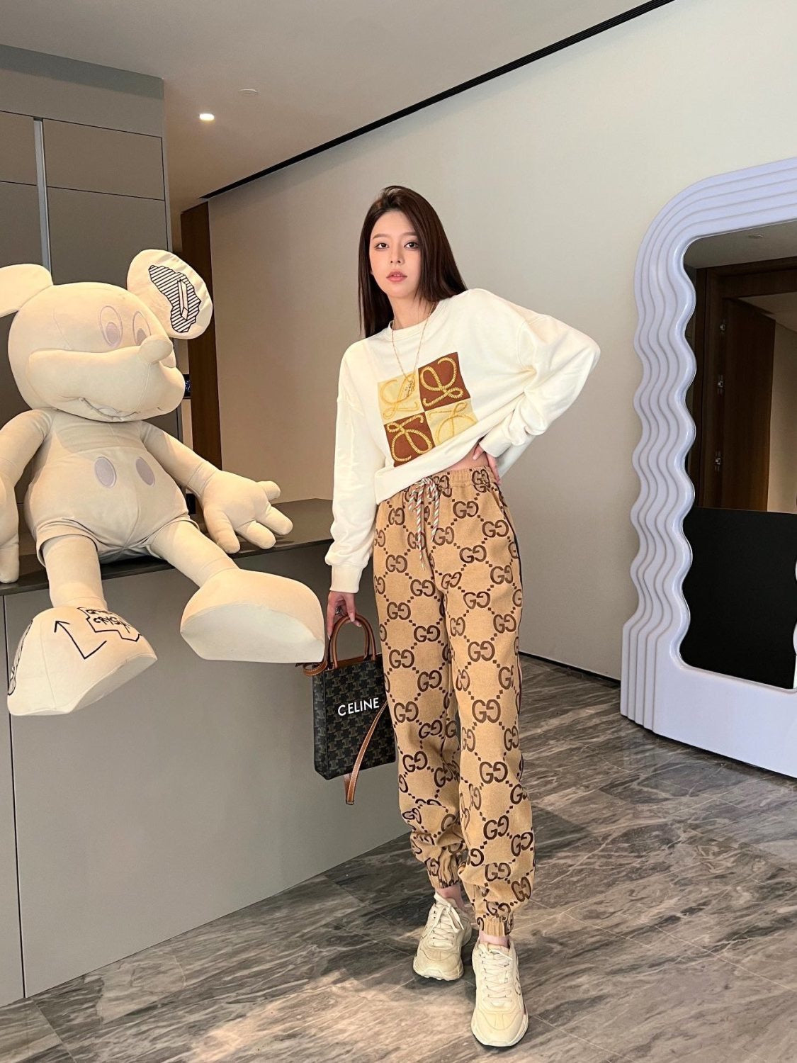 2023 new autumn classic retro printed versatile leings pants PD1523092703