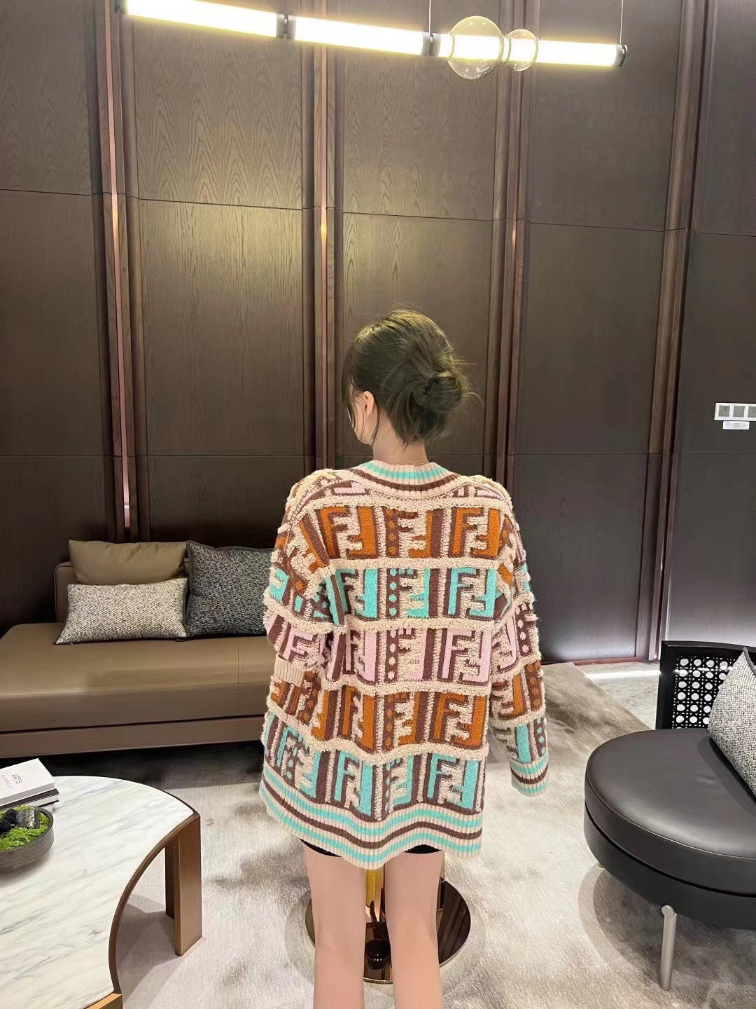 Mid-century style knitted cardigan XC0823092722