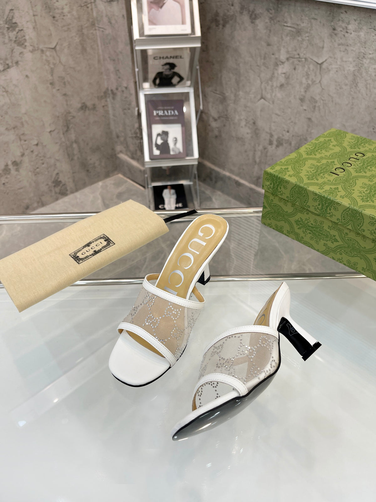 Gucc1 top fashion stiletto slippers 0724030802