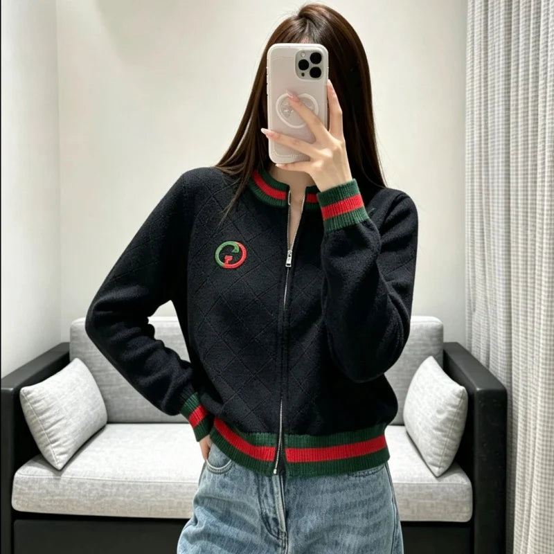New Fashion Women GG Zip Up Knit Cardigan DM1326091816