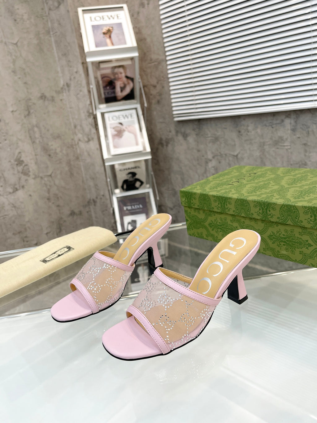 Gucc1 top fashion stiletto slippers 0724030802