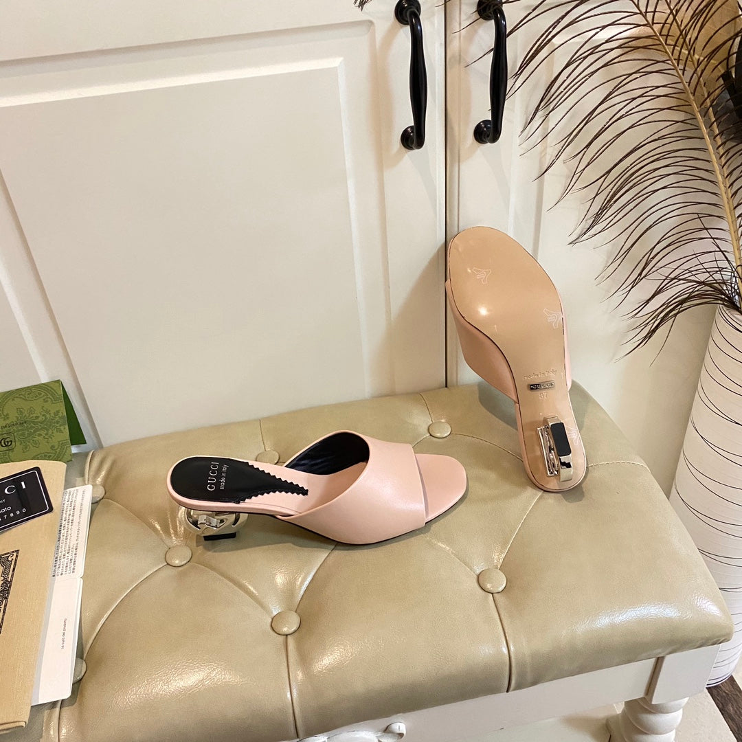 Gucc1 top fashion heel slippers 0724030803