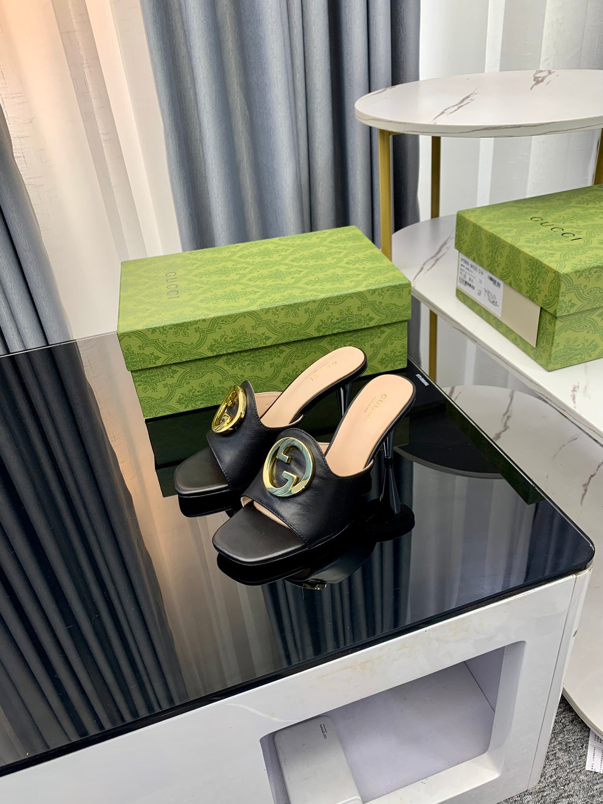 Gucc1 top fashion stiletto slippers 0724030804