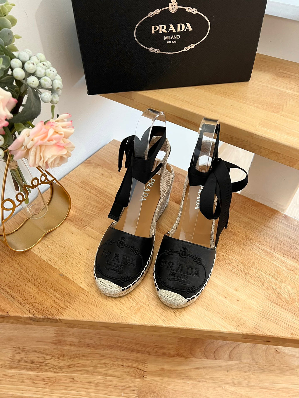 P Braided round toe wedge heel lace-up sandals bucket shoes 0724070903