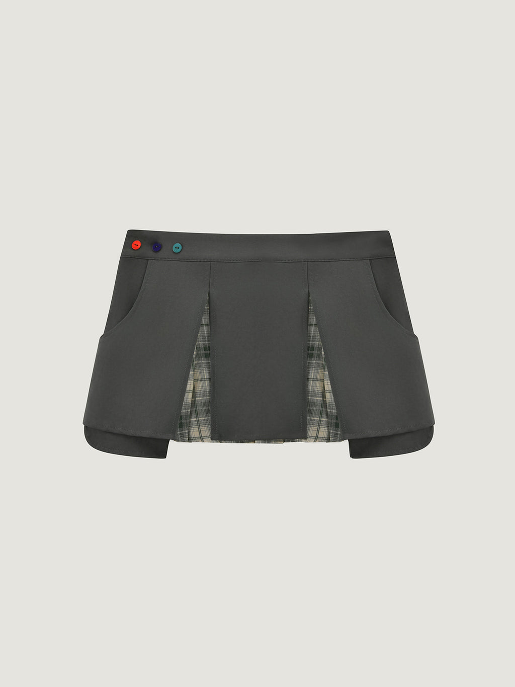 Preppy Contrast Plaid Panel Mini Skirt For Adult | Kins Class
