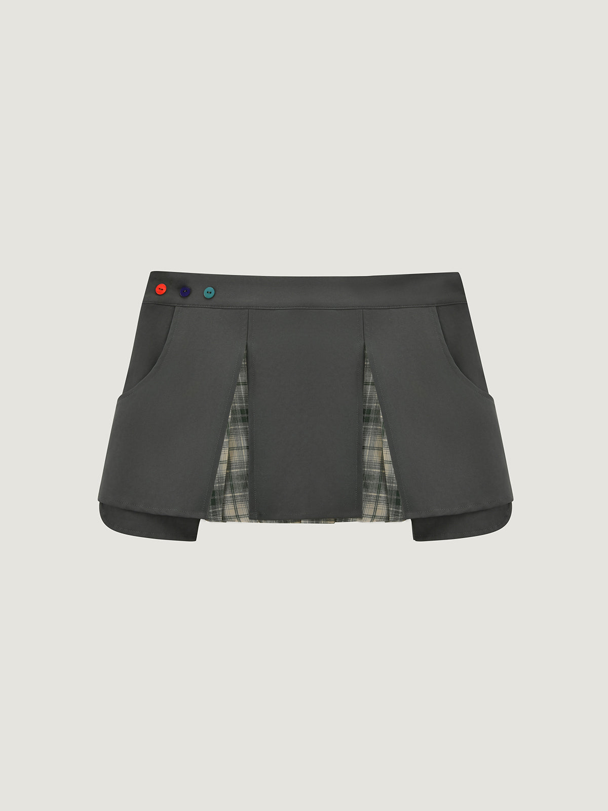 Preppy Contrast Plaid Panel Mini Skirt For Adult | Kins Class