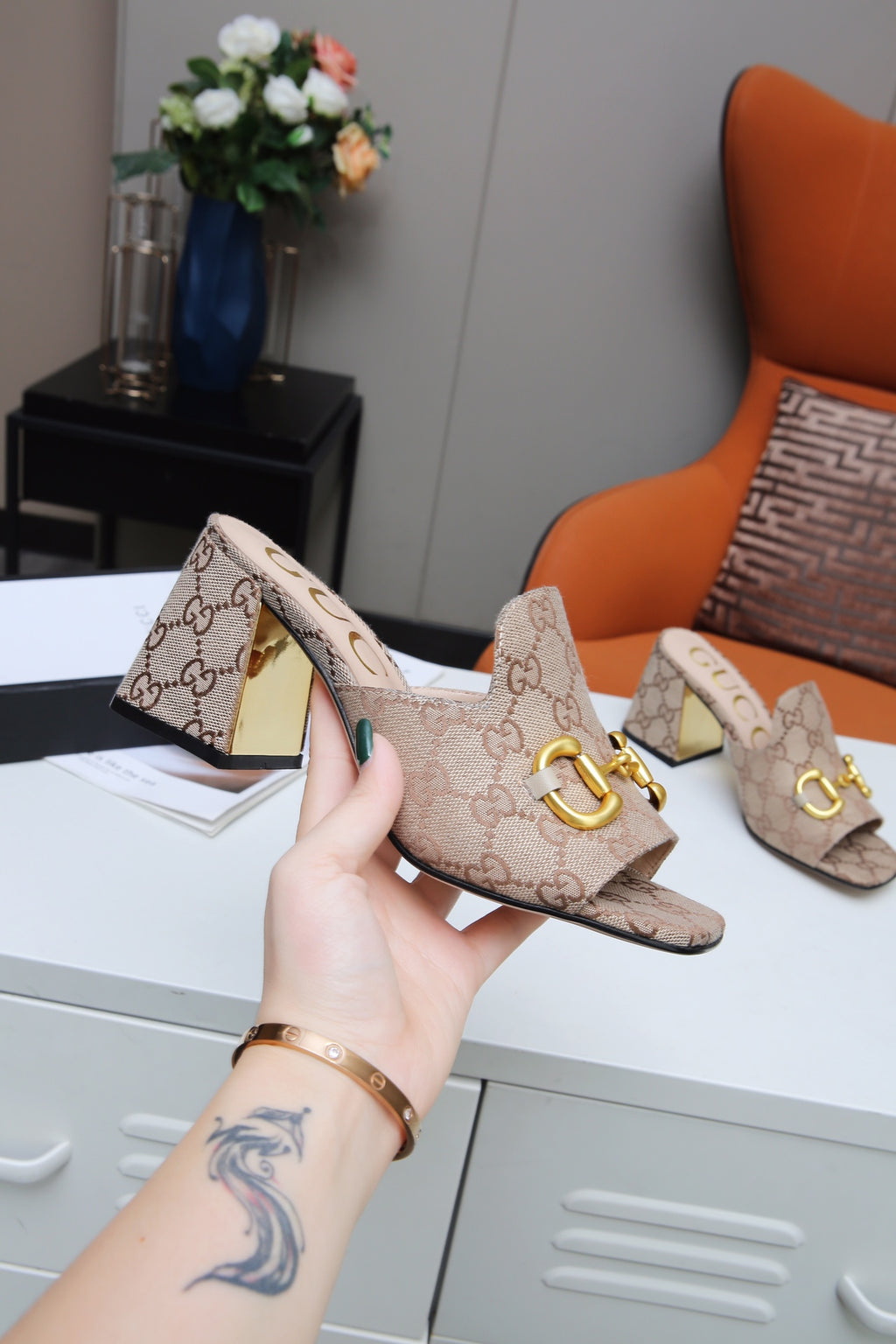 Fashion printed thick-soled and chunk-heeled sandals 0725091506
