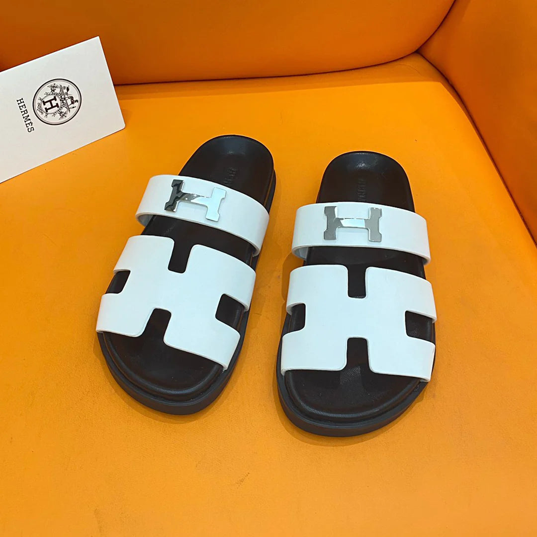 Classic H logo buckle with Velcro flat sandals and slippers for both men and women 1024032002