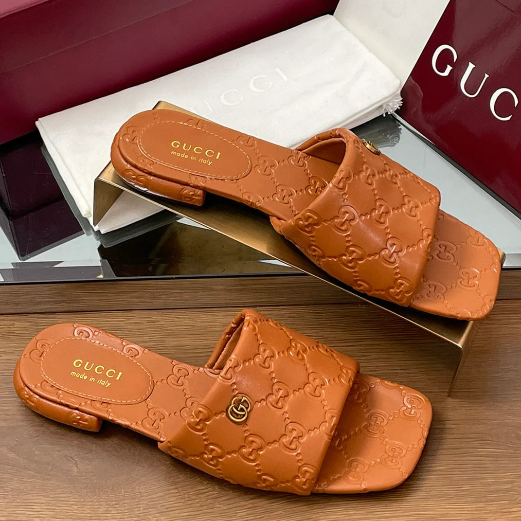 Calfskin Mini Embossed Buckle Sandals Slippers 1025032807