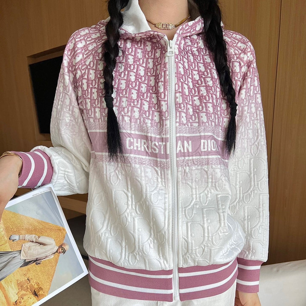 Jacquard letter smudged positioning print hooded jacket XC0823092719