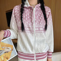 Jacquard letter smudged positioning print hooded jacket XC0823092719