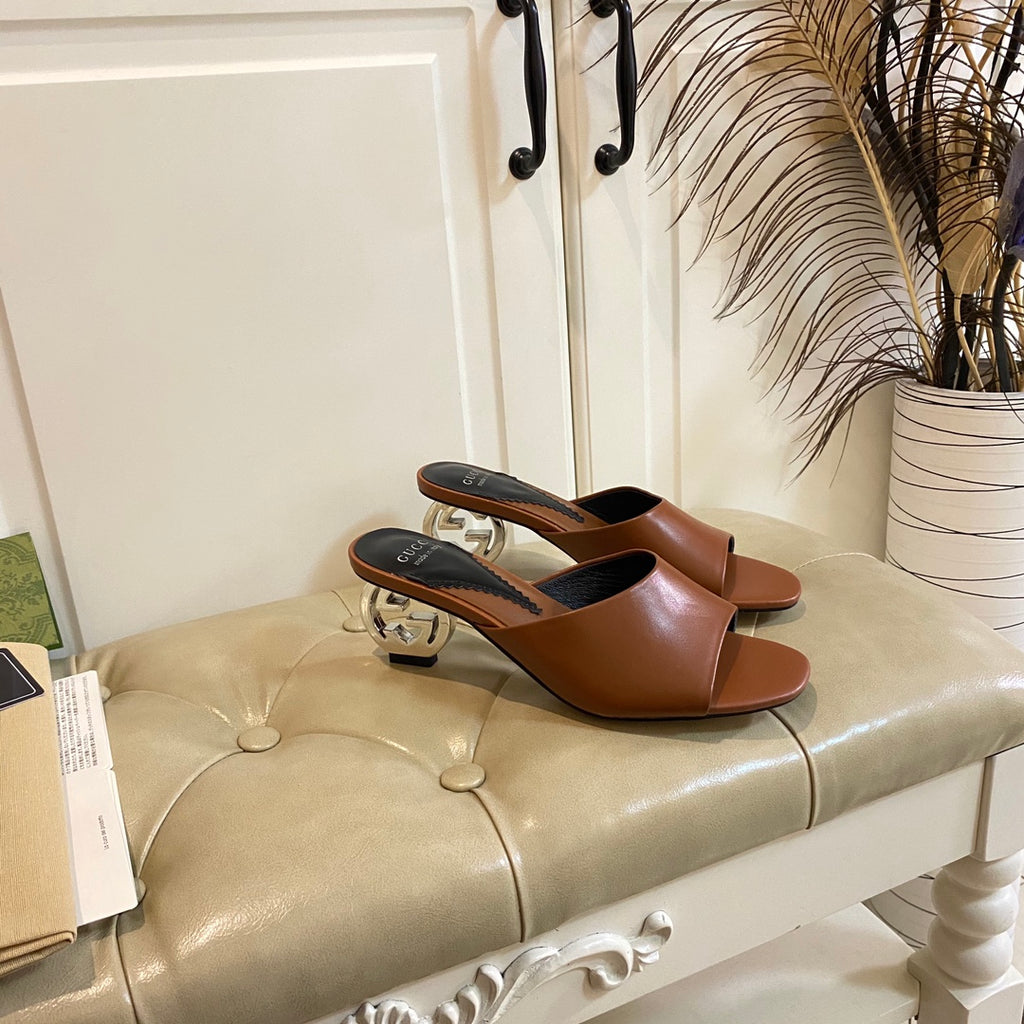 Gucc1 top fashion heel slippers 0724030803