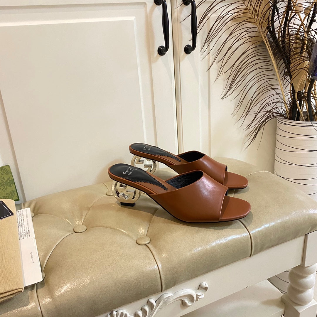 Gucc1 top fashion heel slippers 0724030803