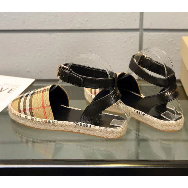 Classic Plaid Cotton Hemp Braided Sandals 1025051311