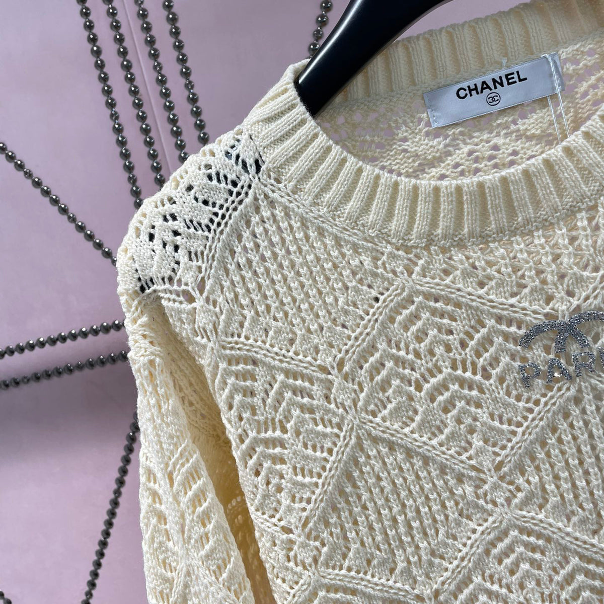 Round Neck Hollow Lace Knit Sweater XC1823090602