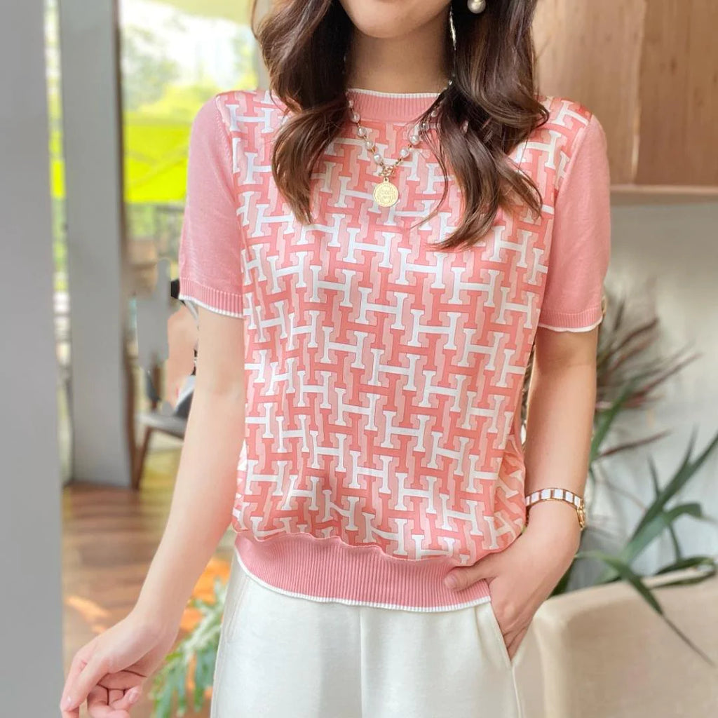 New High-end Women's Sweater Short Sleeve Top 1024040131