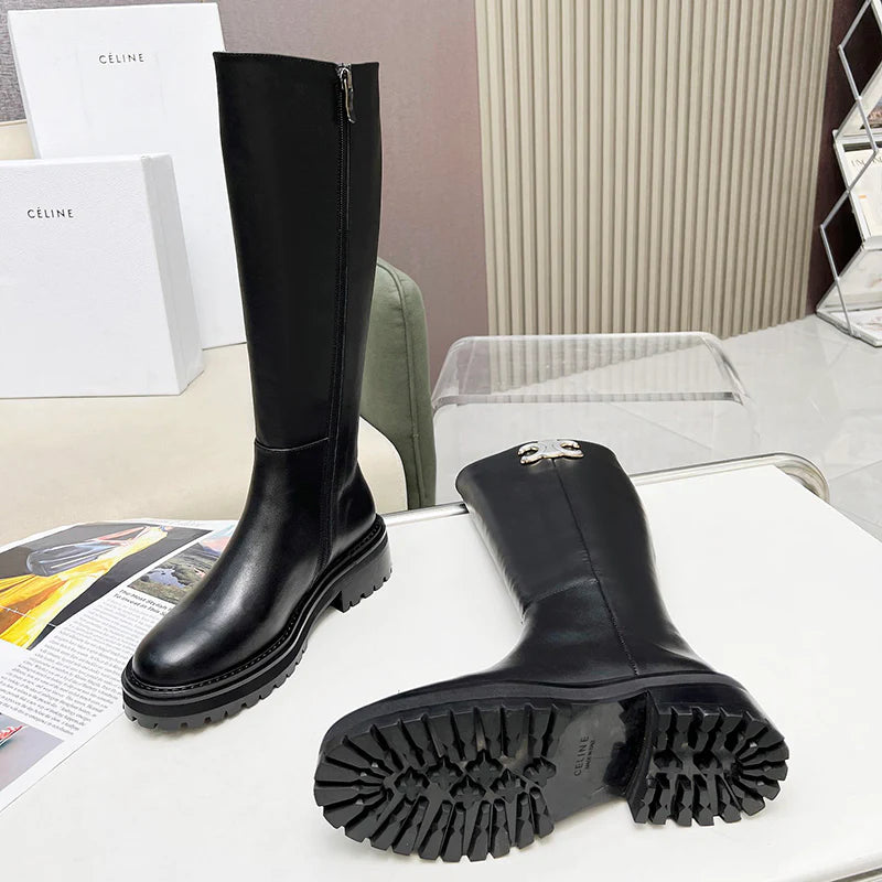 New fashionable black one foot long boots 10CG24093011