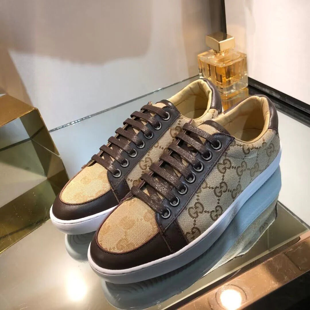 High Quality Casual Print Couple Genuine Leather Sneakers 1024031214