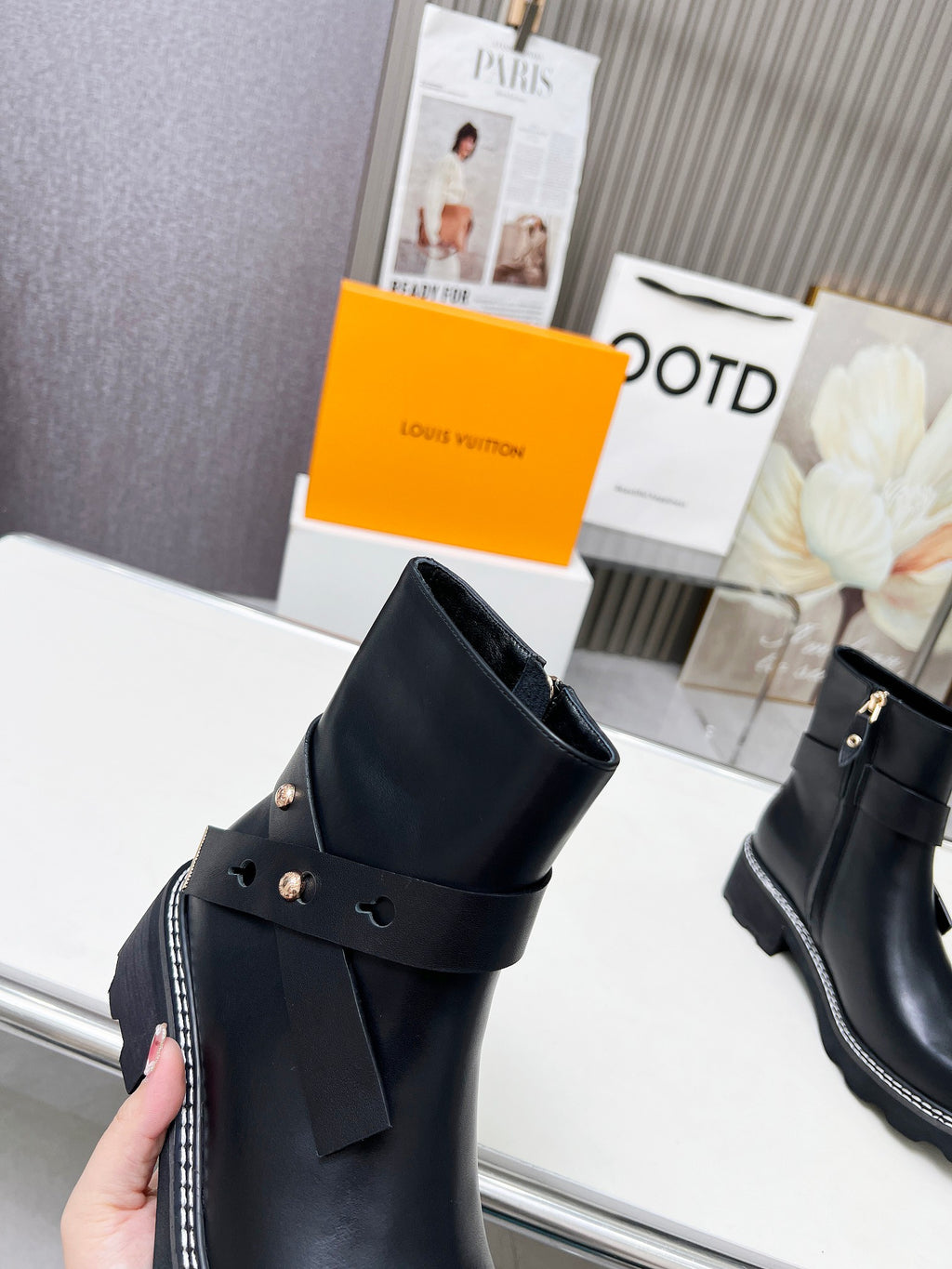 L fashion printed leather boots 0724102313