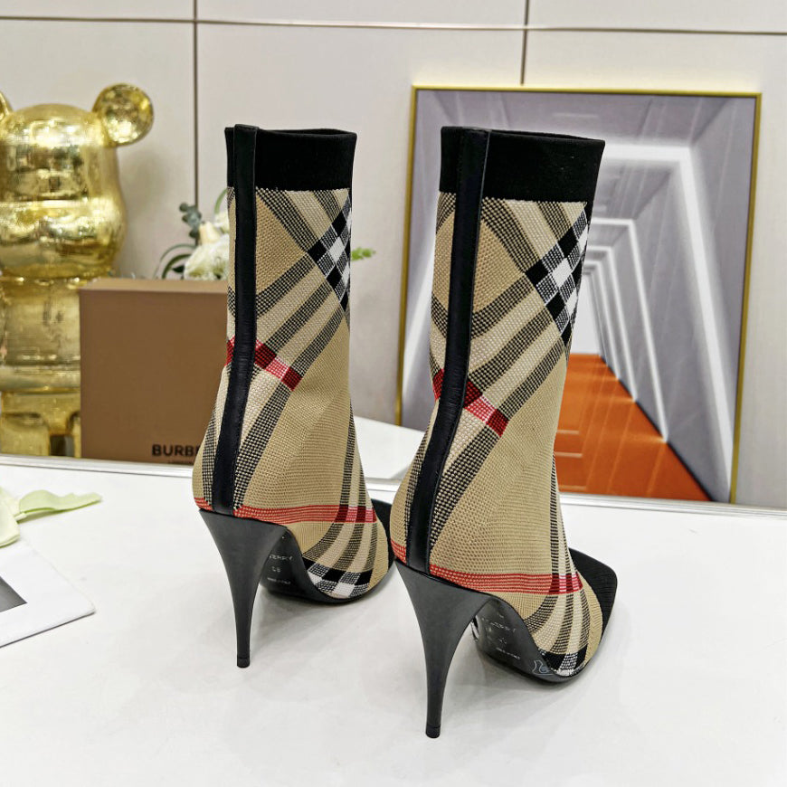 B-Plaid High Heel Boots XC07070515