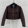New Diamond-Patterned Cropped Cotton Jacket for Women 10251017