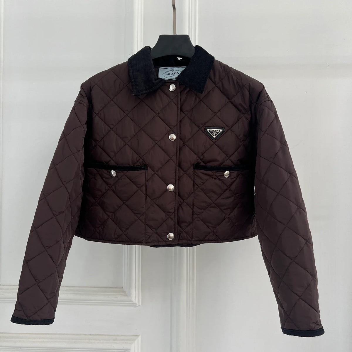 New Diamond-Patterned Cropped Cotton Jacket for Women 10251017