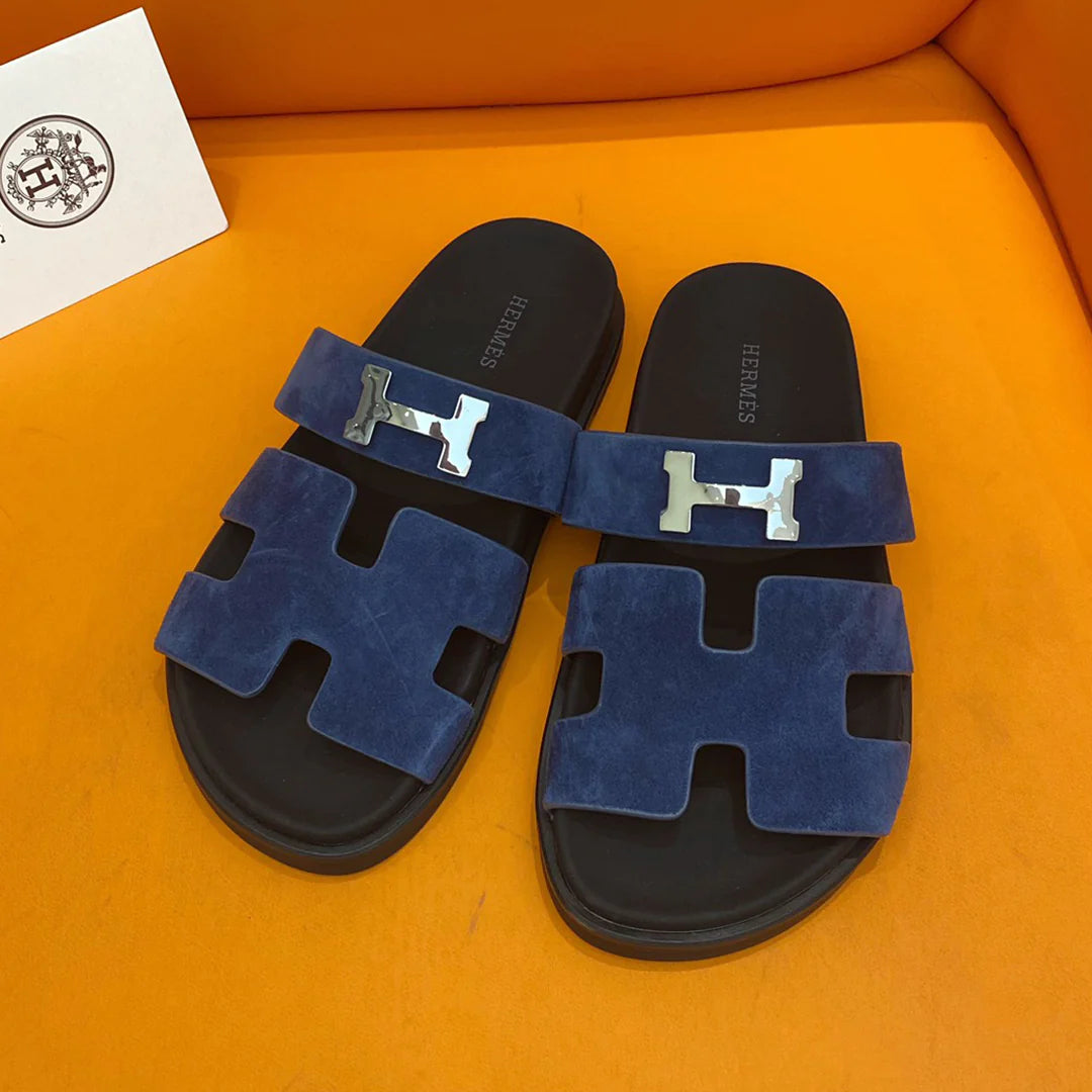Classic H logo buckle with Velcro flat sandals and slippers for both men and women 1024032002
