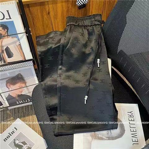 New Printed Straight Leg Pants Casual Pants Satin 1024042716