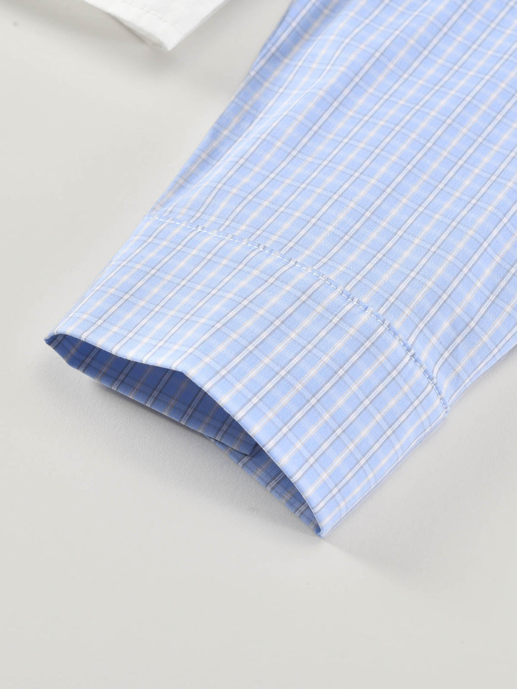 Preppy Blue Grid Cropped Long Sleeve Shirt | KINS CLASS