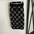 New Color-Blocked F-Letter Knit Skirt 1025092316