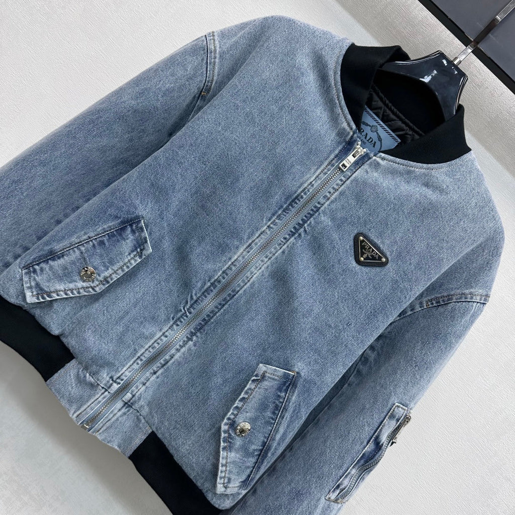 Women's denim baseball jacket 1426011211