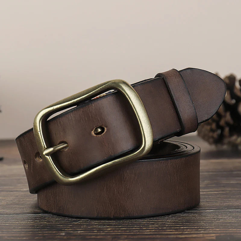 2022 new men's retro first layer cowhide copper buckle pin buckle belt（3 color）