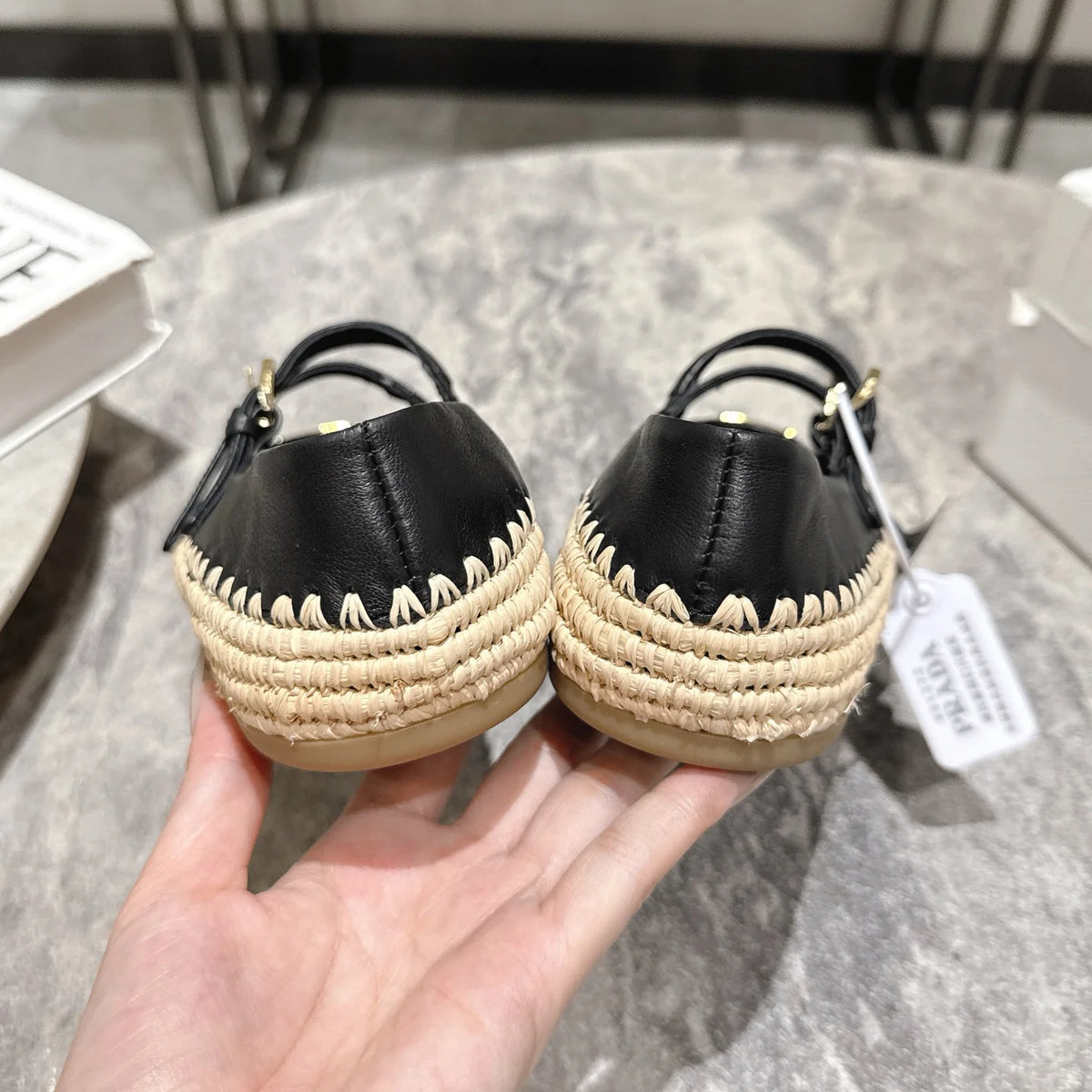 Raffia Straw Mary Jane Flat Single Shoes 1025051503