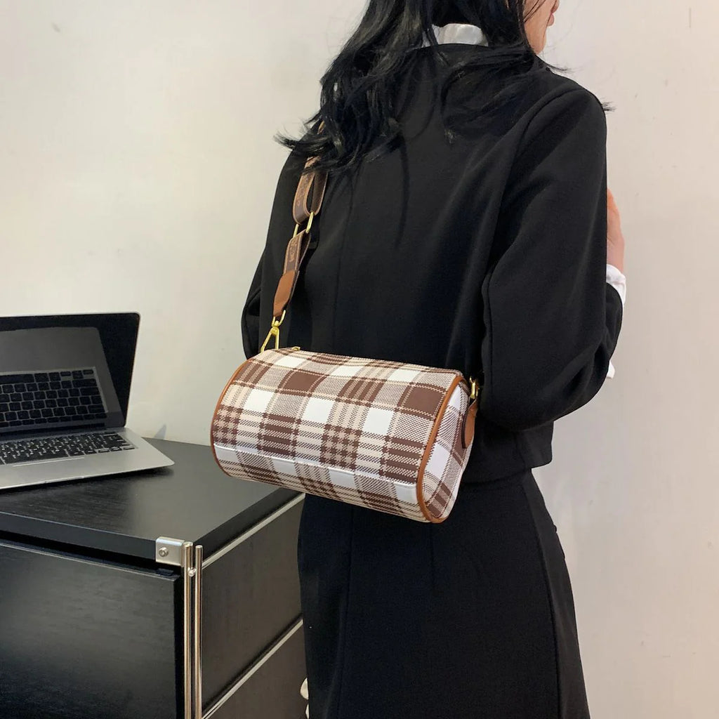 Shoulder Crossbody Pillow Bag Large Capacity Retro Check All-Match Bag 1024042713