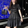 Fashion versatile short sleeved lapel dress PD10061430