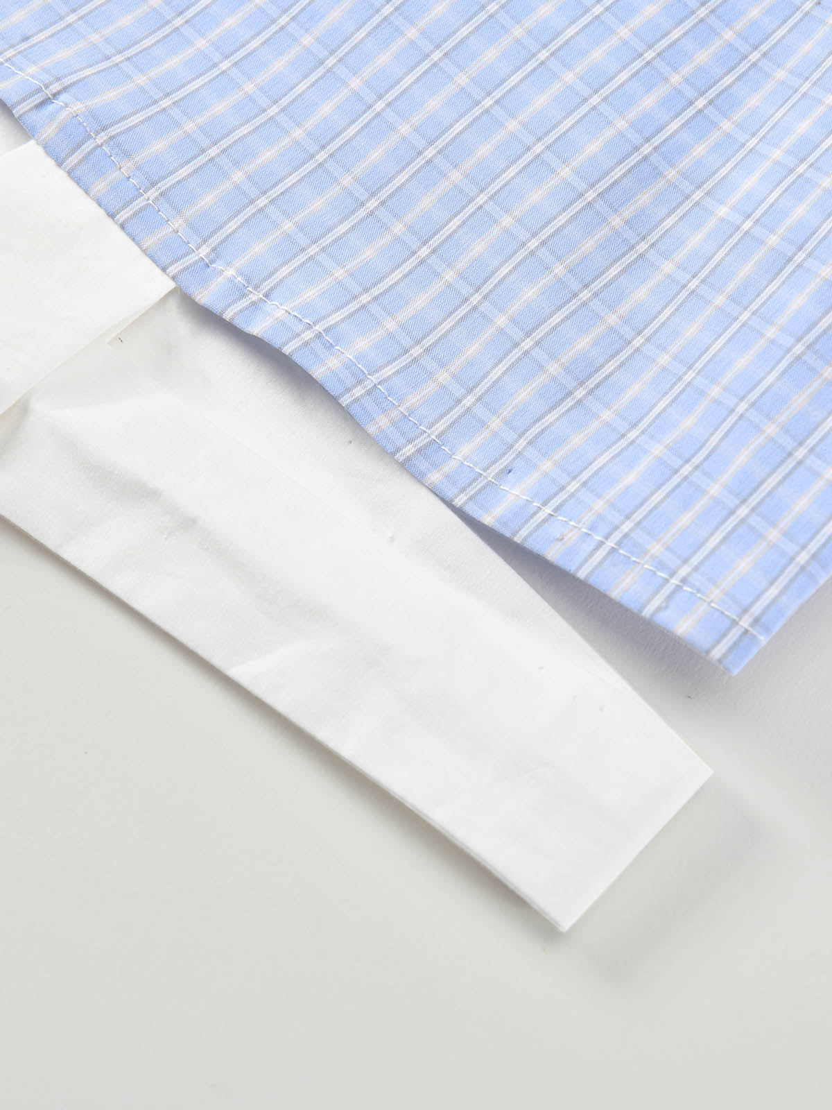 Preppy Blue Check Cropped Long Sleeve Shirt | KINS CLASS