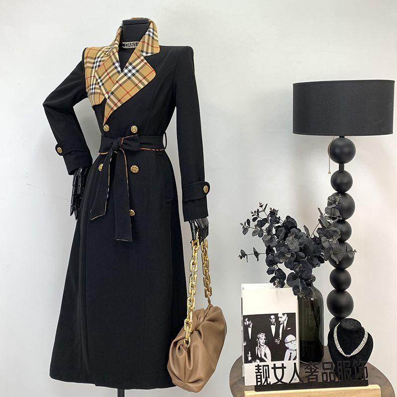 New Fashion Long Patchwork Coat Windbreaker 1024031213