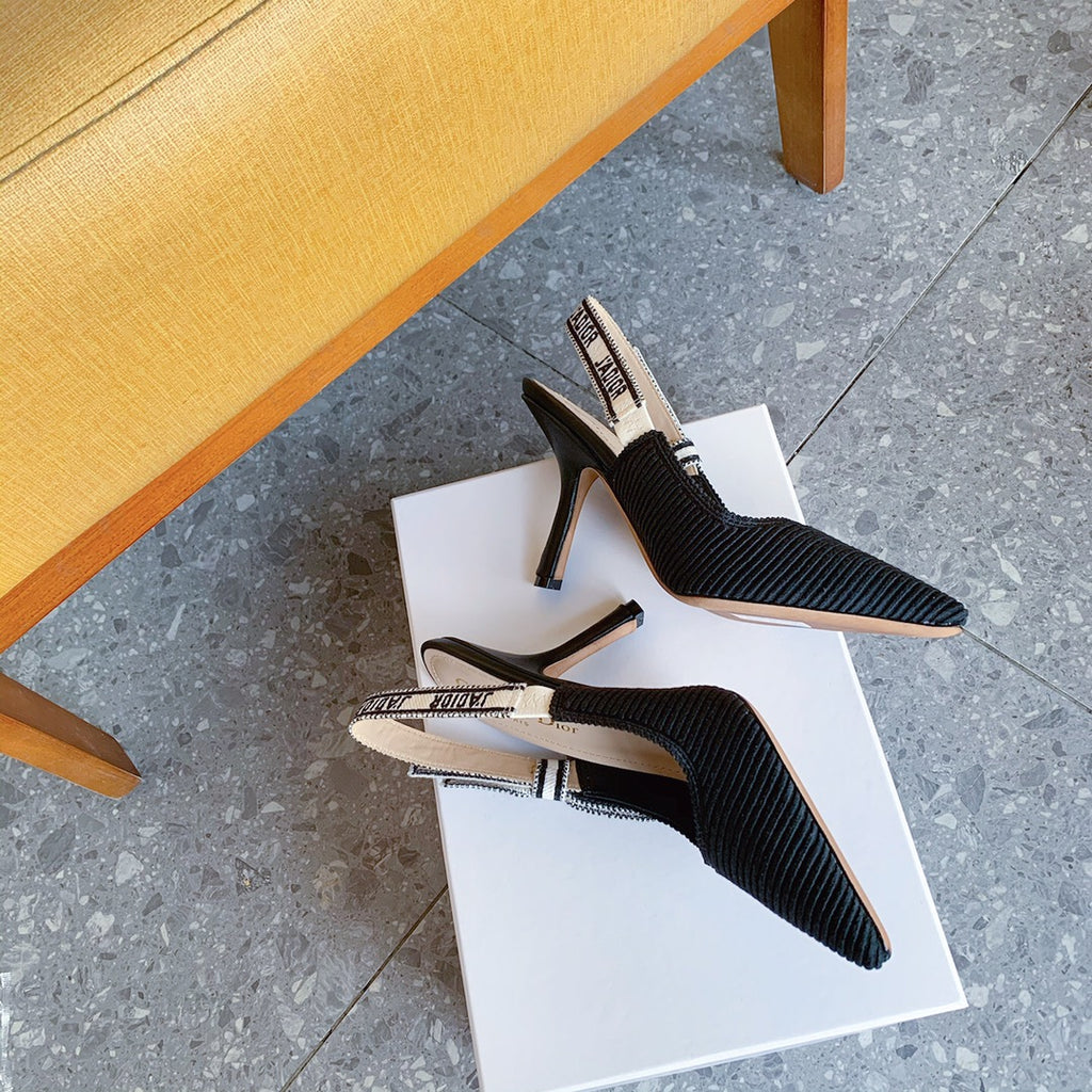 Dio Pointed bow letter ribbon slingback slingback shoes 0724070501