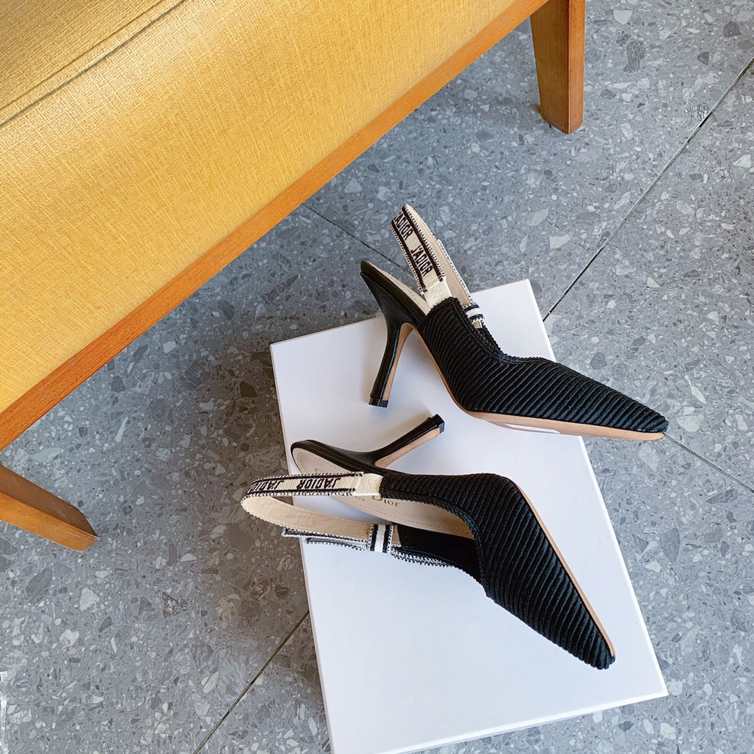 Dio Pointed bow letter ribbon slingback slingback shoes 0724070501