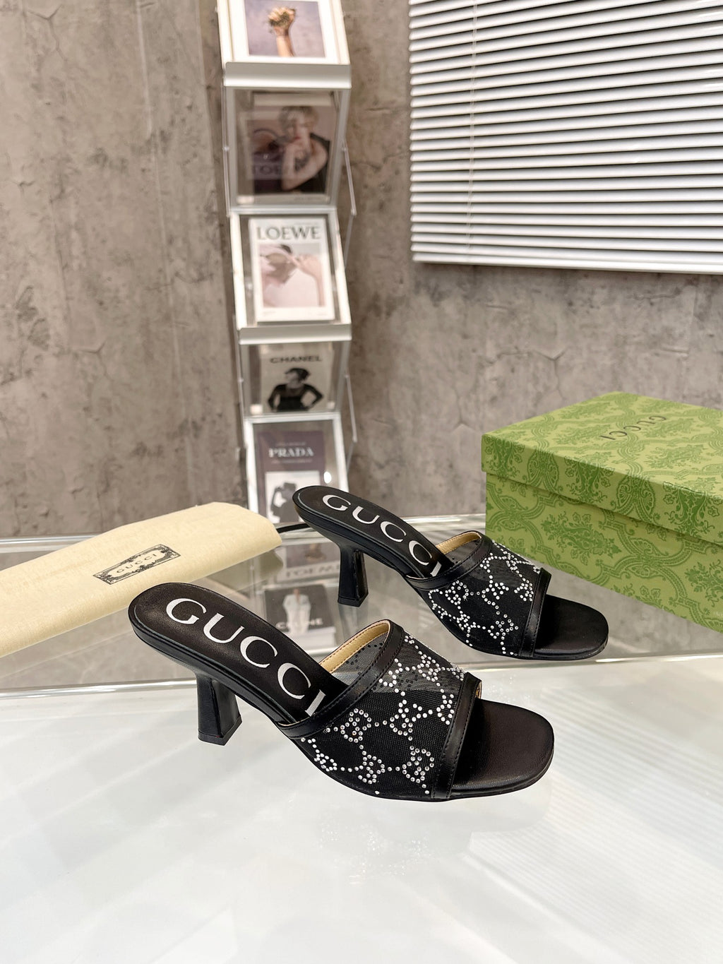 Gucc1 top fashion stiletto slippers 0724030802
