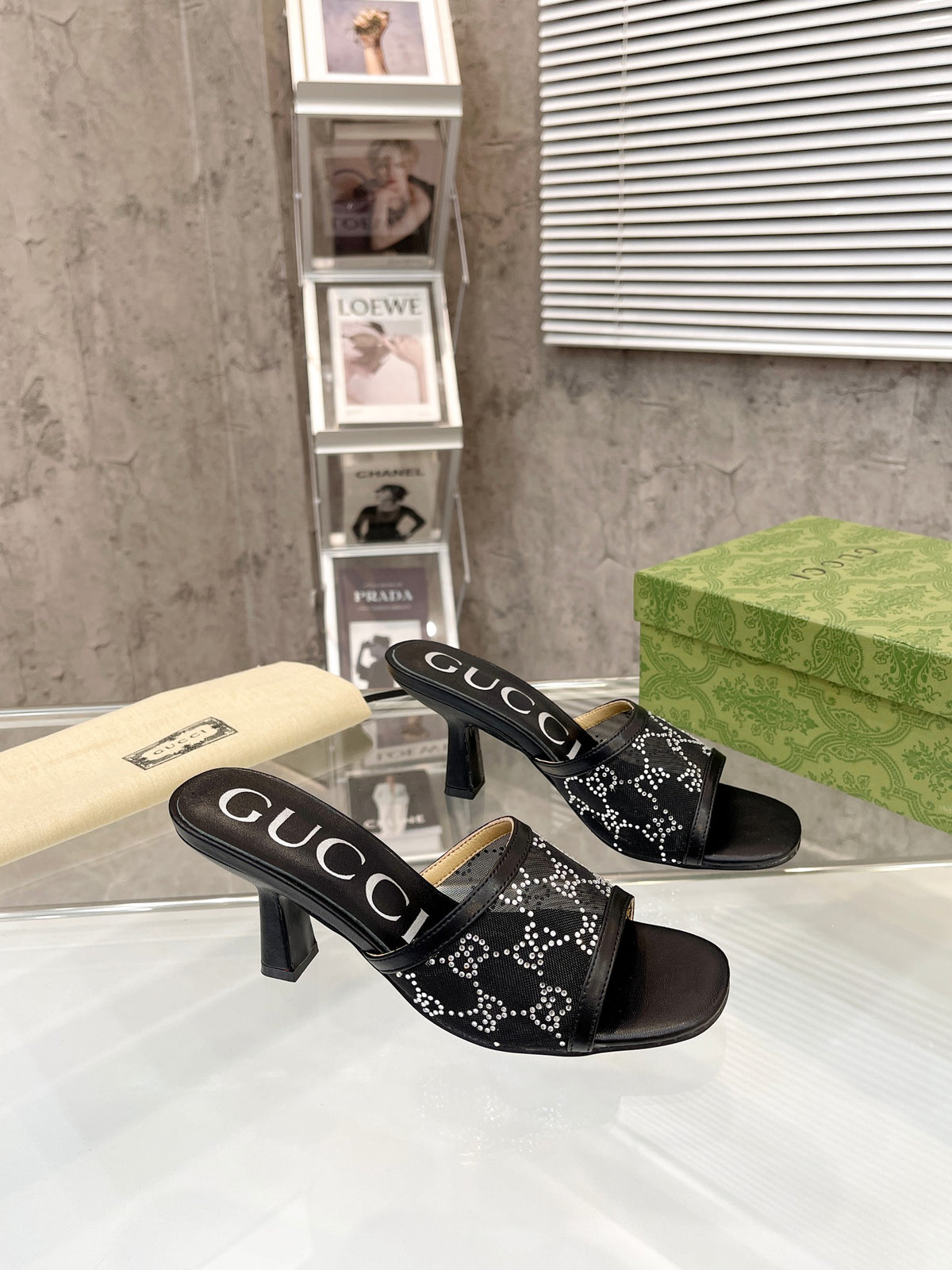 Gucc1 top fashion stiletto slippers 0724030802