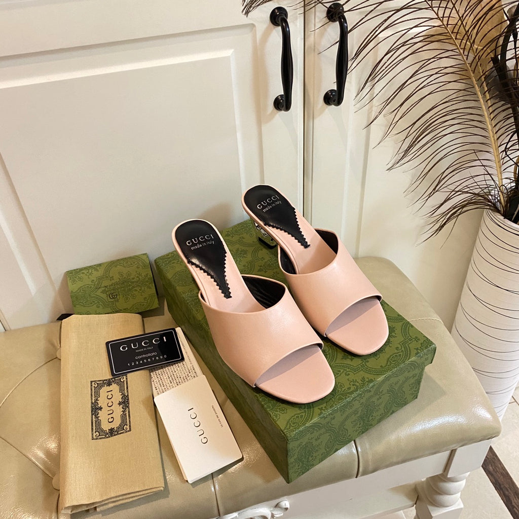 Gucc1 top fashion heel slippers 0724030803