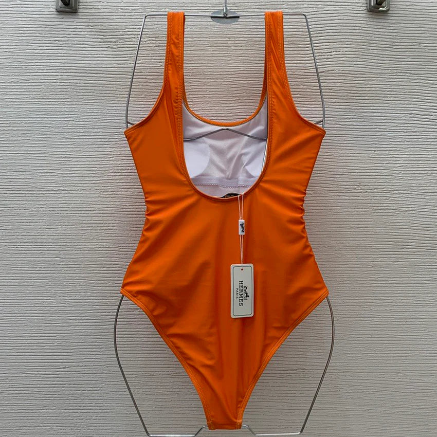 Luxury classic printed orange swimsuit 1024061305