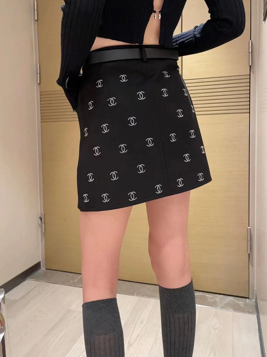 New Entry Light Luxury Spice Girl Full Hot Diamond Skirt 1024040130