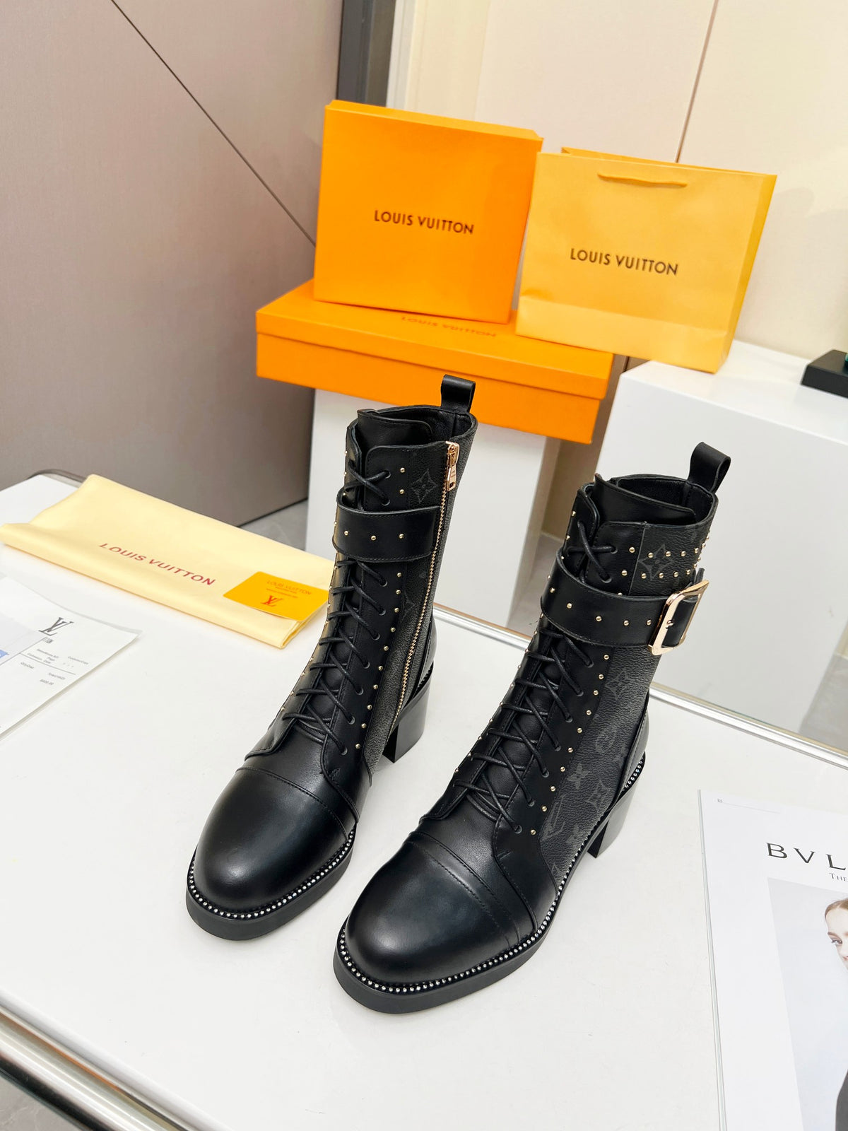 L fashion printed leather martin boots 0724102311