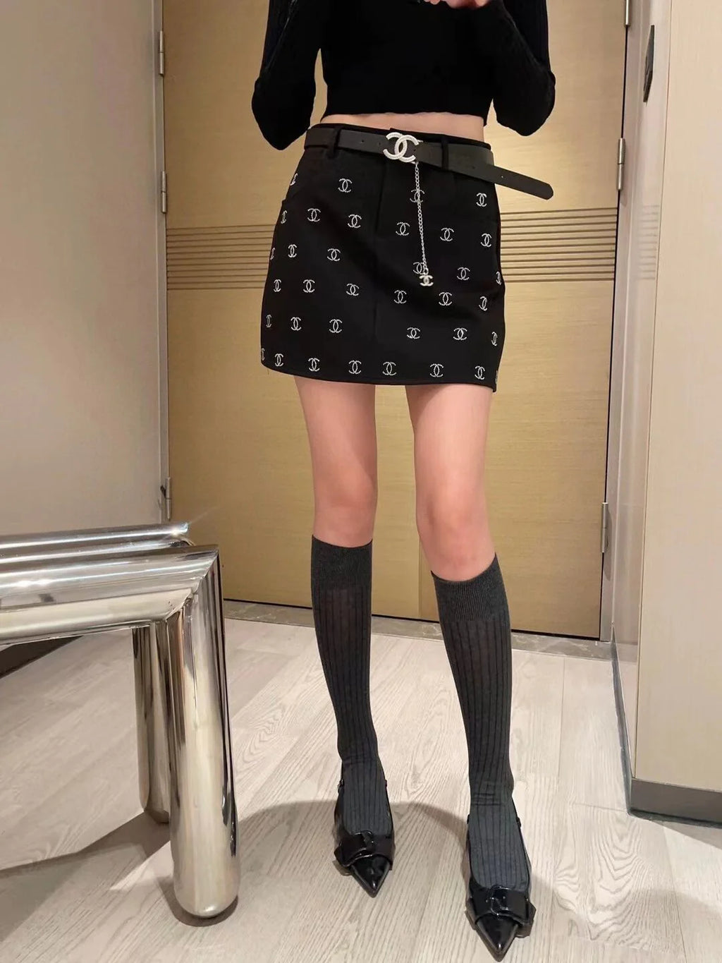 New Entry Light Luxury Spice Girl Full Hot Diamond Skirt 1024040130
