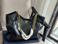 P black and gold double chain tote bag 0724111216
