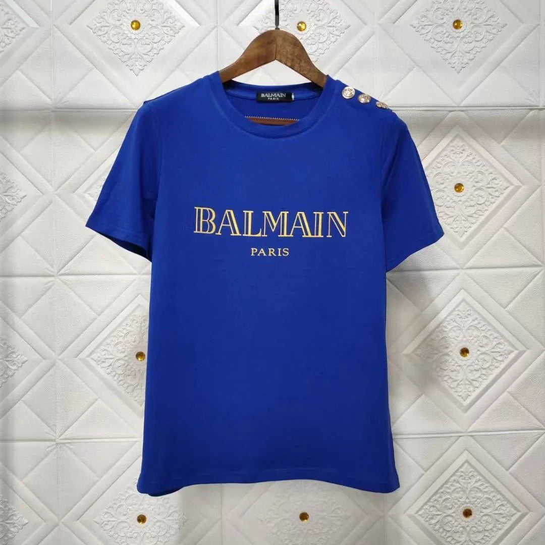 New Short Sleeve Bronzing Letter Cotton Loose T-Shirt 1024071806